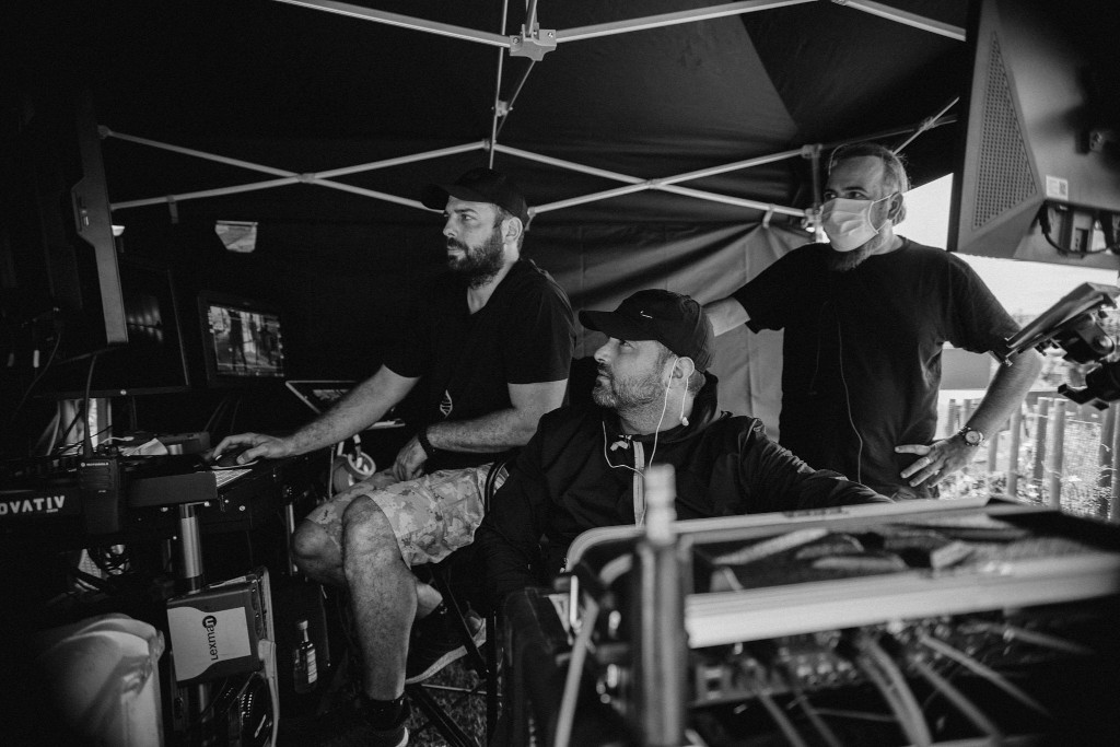 Filmcrew, das in der Produktion auf Teneriffa arbeitet.