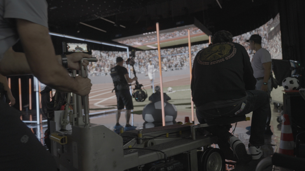 Filmcrew auf einem Sportset auf Teneriffa.