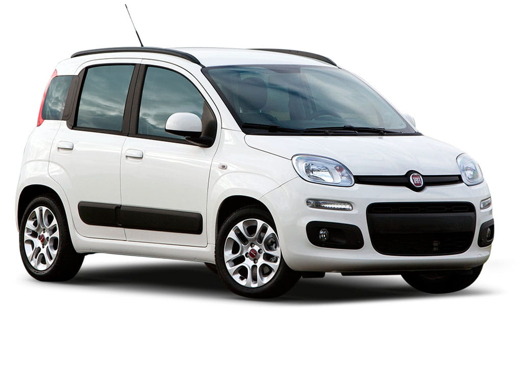 Geparkter weißer Fiat Panda.