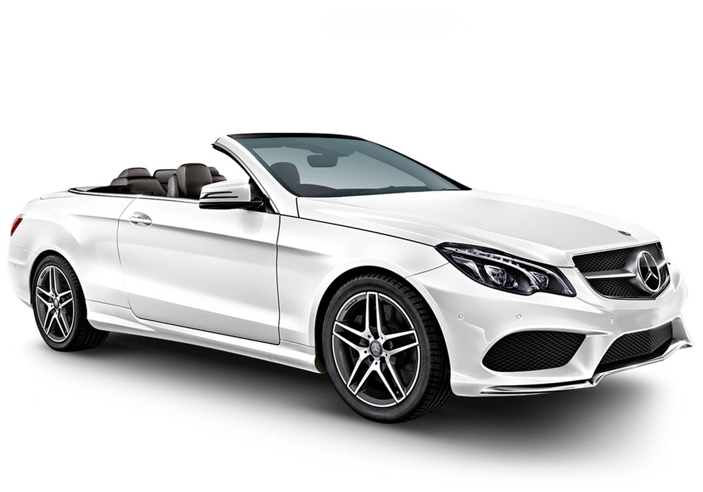 Weißes Cabrio-Profil, Mercedes-Benz Modell auf Teneriffa.