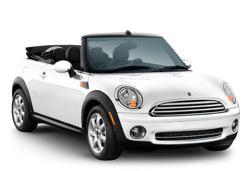 Geparktes weißes Mini-Cabriolet, Teneriffa.