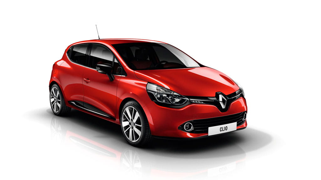 Rotes Renault Clio Auto von vorne gesehen, Teneriffa.