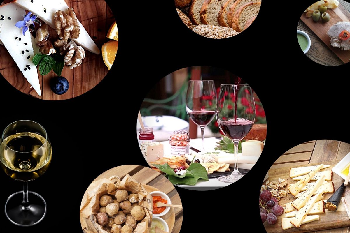 Käse, Nüsse und Rotwein, Frühstück im Freien auf Teneriffa.