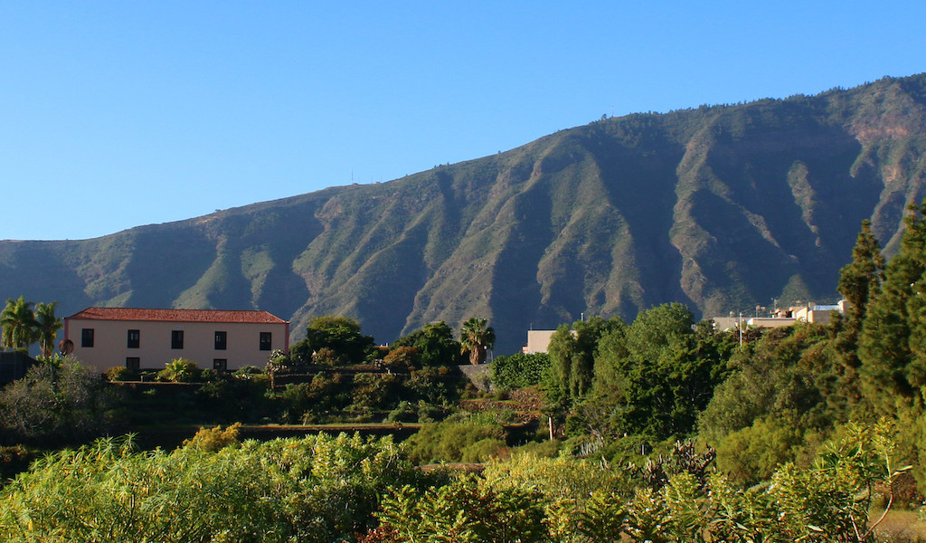 Bergige Landschaft und Vegetation in La Orotava, Teneriffa.